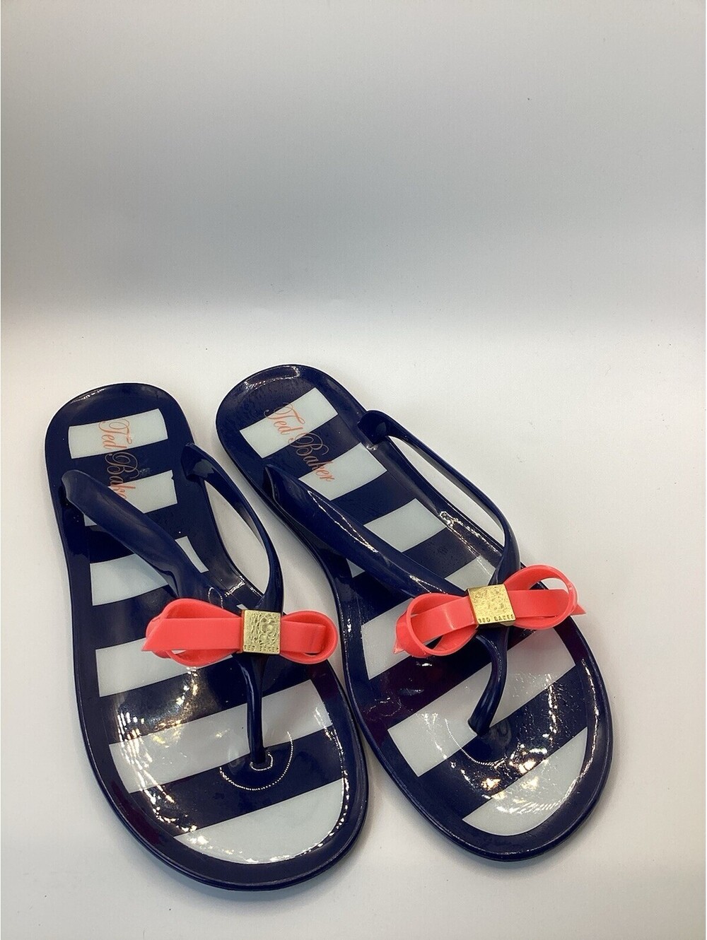 Red Baker Blue And White Striped Jelly Sandals